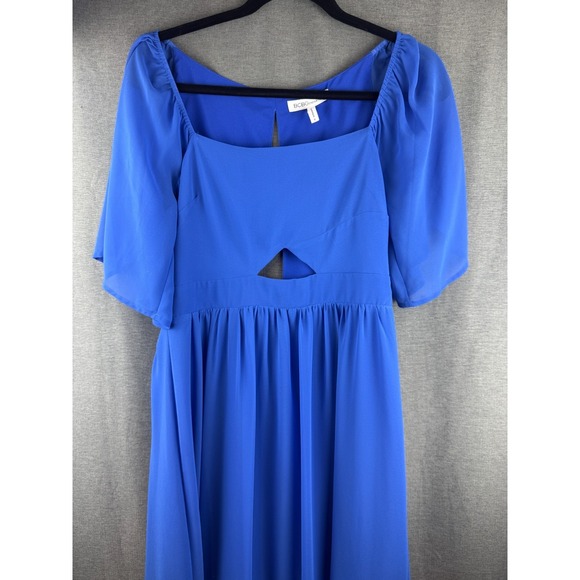 $118 BCBGeneration Women's Blue Flutter Sleeve Cutout Fit & Flare Dress Size 8 - Picture 5 of 11